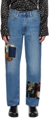 Anna Sui Ssense Exclusive Blue Patchwork Denim Jeans In Denim