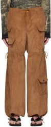 Anna Sui Ssense Exclusive Brown Cord Drawstring Cargo Pants In Cinnamon