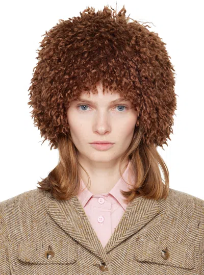Anna Sui Ssense Exclusive Brown Faux Fur Beanie