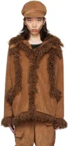 Anna Sui Ssense Exclusive Brown Faux-fur Coat In Cinnamon