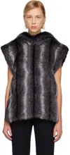 Anna Sui Ssense Exclusive Gray Sleeveless Faux-mink Hoodie In Gray