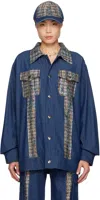 Anna Sui Ssense Exclusive Navy Denim Jacket In Denim