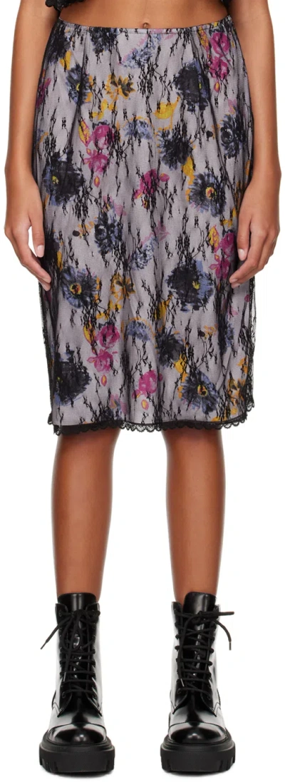 Anna Sui Ssense Exclusive Purple Midi Skirt In Lilac Multi