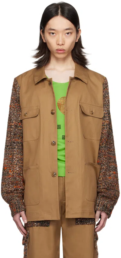 Anna Sui Ssense Exclusive Tan Barn Jacket In Cinnamon