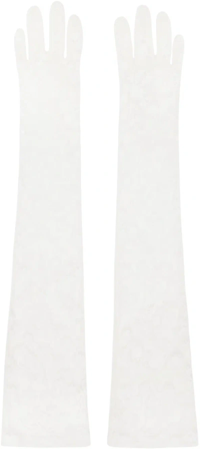 Anna Sui Ssense Exclusive White Floral Gloves