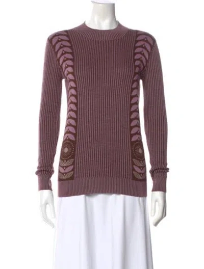 Pre-owned Anna Sui Striped Crew Neck Sweater In Purple