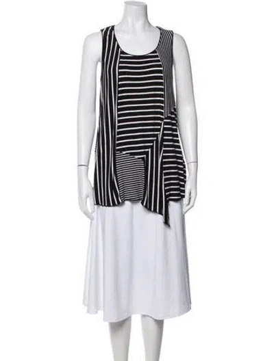 Pre-owned Anna Sui Striped Crew Neck Top In Black