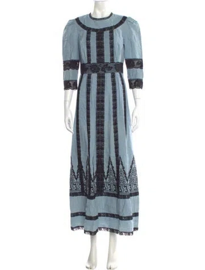 Pre-owned Anna Sui Striped Long Dress In Blue
