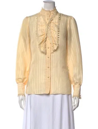 Pre-owned Anna Sui Striped Long Sleeve Blouse In Neutral