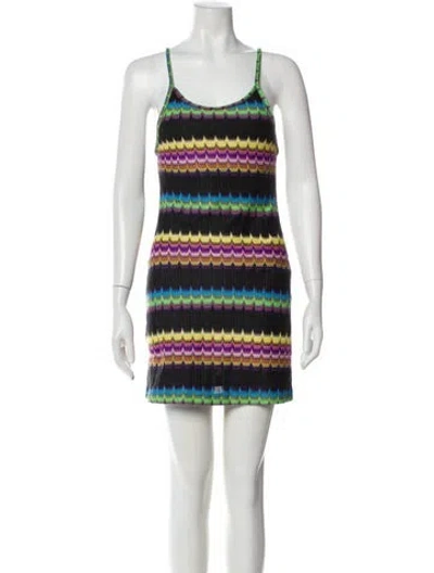 Pre-owned Anna Sui Striped Mini Dress In Brown