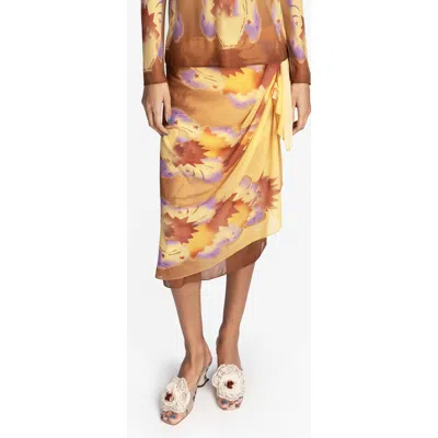 Anna Sui Sunburst Mesh Sarong Skirt In Multi