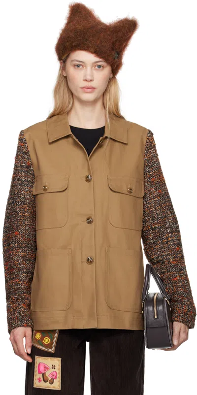 Anna Sui Tan Barn Jacket In Cinnamon Multi