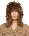 Anna Sui Tan Faux Fur Trim Aviator Hat In Brown