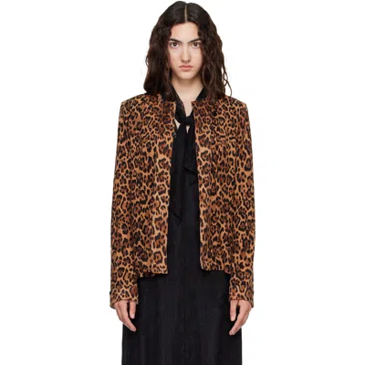 Anna Sui Tan Leopard Cardigan In Animal Print