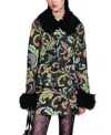 Anna Sui Tapestry Faux Fur Jacket In Multi
