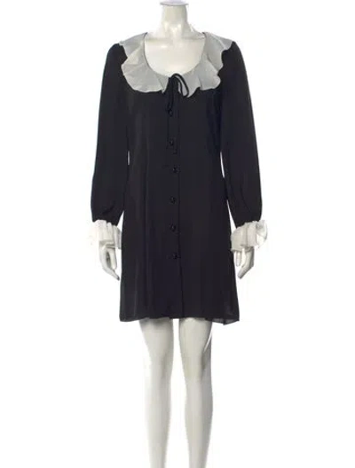 Pre-owned Anna Sui Tie Neck Mini Dress In Black