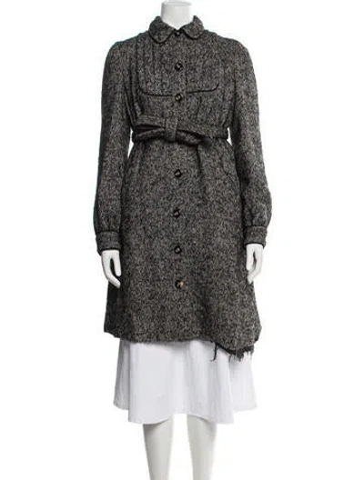 Pre-owned Anna Sui Tweed Pattern Coat In Black