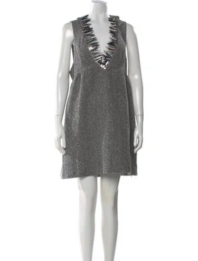 Pre-owned Anna Sui Tweed Pattern Mini Dress In Gray