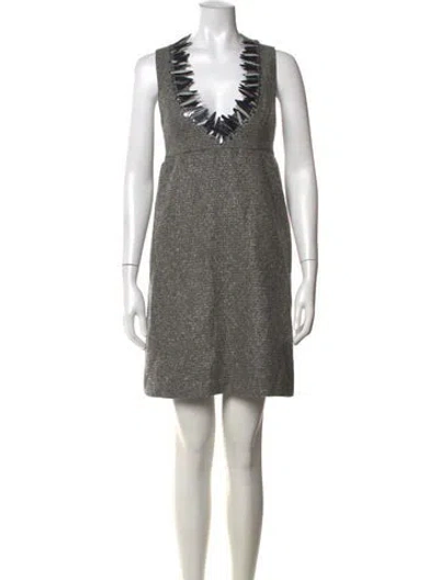 Pre-owned Anna Sui Tweed Pattern Mini Dress In Grey