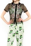 Anna Sui Twinkle Beaded Organza Blouse In Multi