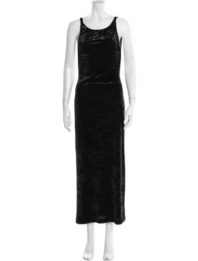 Pre-owned Anna Sui Velour Long Dress In Black