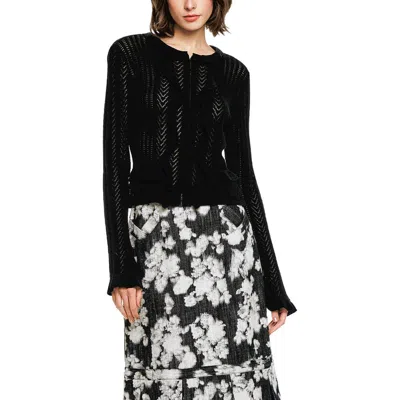 Anna Sui Victorian Pointelle Cardigan In Black