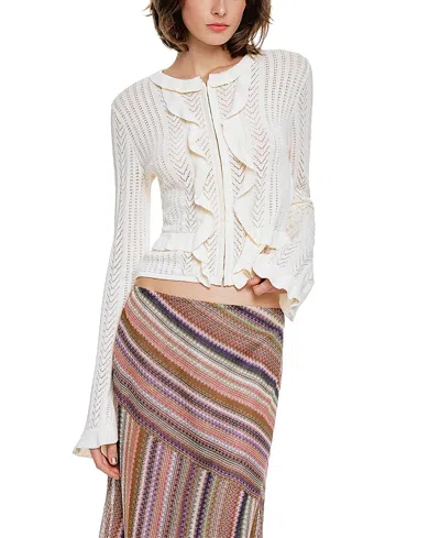 Anna Sui Victorian Pointelle Cardigan In White