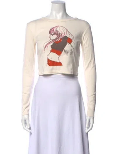 Pre-owned Anna Sui Vintage 2000's Crop Top In Neutrals