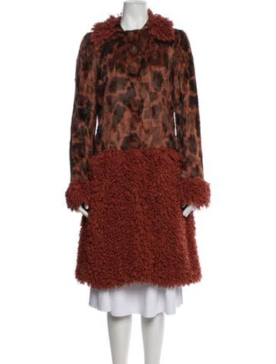 Pre-owned Anna Sui Vintage 2012 Faux Fur Coat In Orange