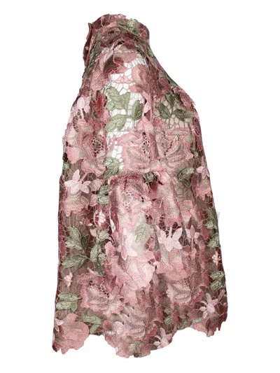 Pre-owned Anna Sui Vintage Floral-lace Blouse In Pink