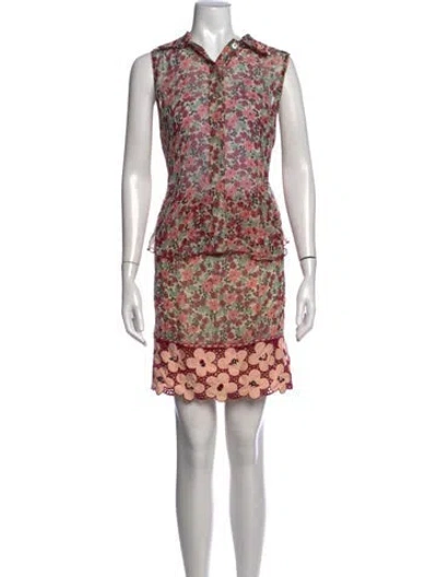 Pre-owned Anna Sui Vintage Midi Length Dress In Pink