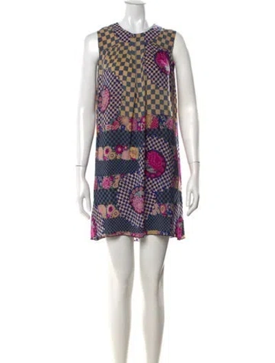 Pre-owned Anna Sui Vintage Mini Dress In Blue