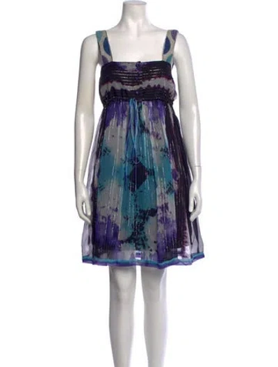 Pre-owned Anna Sui Vintage Mini Dress In Blue/purple