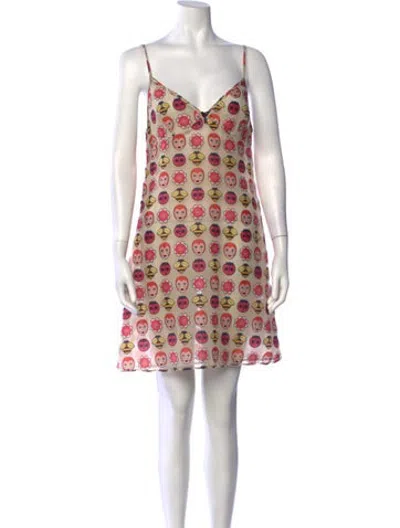 Pre-owned Anna Sui Vintage Mini Dress In Multicolor