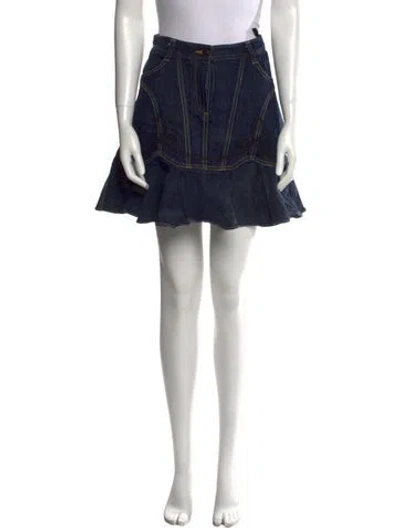 Pre-owned Anna Sui Vintage Mini Skirt In Blue
