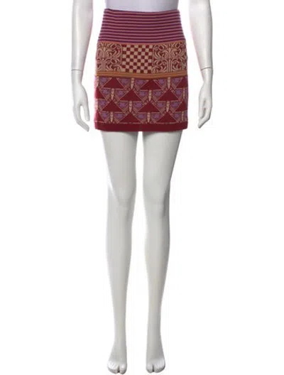 Pre-owned Anna Sui Vintage Mini Skirt In Neutrals/red
