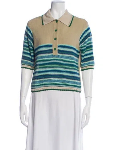 Pre-owned Anna Sui Virgin Wool Striped Polo In Multi