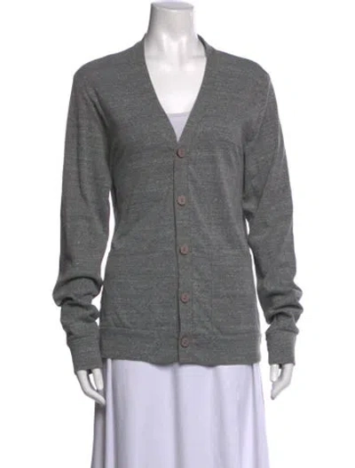Pre-owned Anna Sui V-neck Long Sleeve Button-up Top In Gray