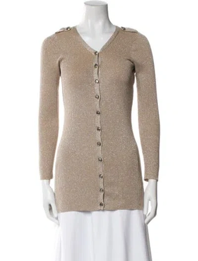 Pre-owned Anna Sui V-neck Long Sleeve Top In Neutral