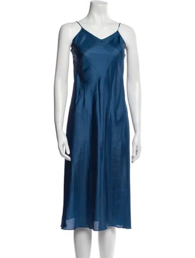 Pre-owned Anna Sui V-neck Midi Length Dress In Blue
