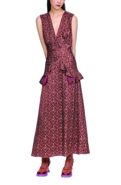 Anna Sui Wallpaper Medley Maxi Dress In Brown