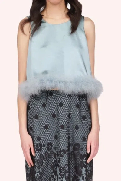 Anna Sui Washed Satin With Lace Top Trimmed With Marabou Feather