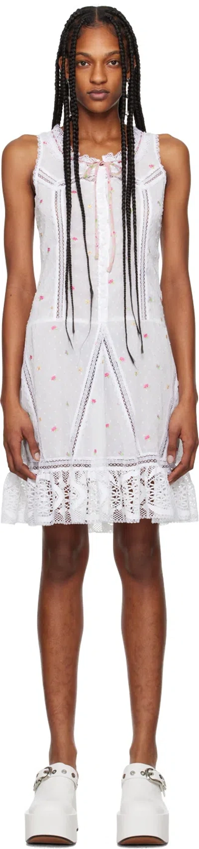 Anna Sui White Cluny Midi Dress In White Multi