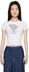 Anna Sui White Crewneck Beach Girl Baby T-shirt In White