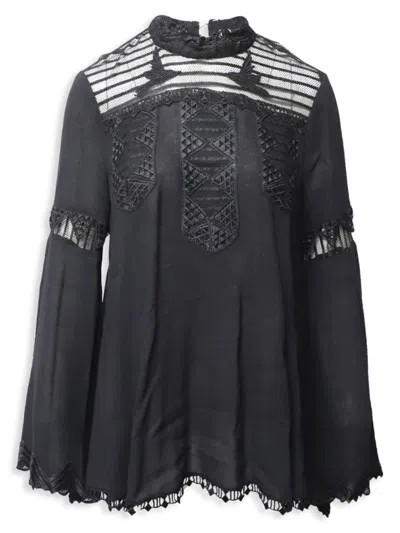 Anna Sui Women's Viscose Lace Long Sleeve Blouse In Black