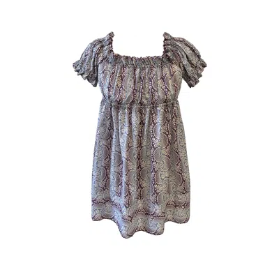 Anna Sui Women's Blue / Purple Ombre Ribbons Cotton Dress In Animal Print