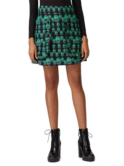 Anna Sui Women's Floral Jacquard Mini Skirt In Green