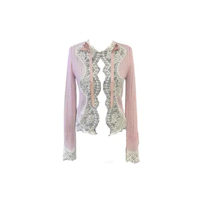 Anna Sui Women's Pink Lingerie Lace Knits Cardigan - Blush