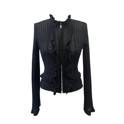 Anna Sui Women's Victorian Pointelle Knitwear Cardigan - Black