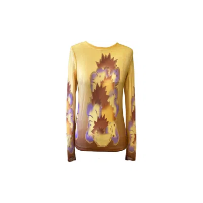 Anna Sui Women's Yellow Sunburst Mesh Top
